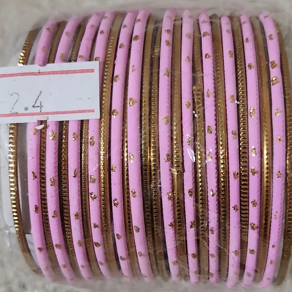 Light pink and gold bangles